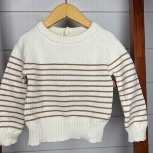 Jamie Kay- Striped White and Tan Sweater